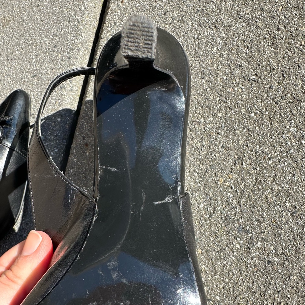 Ralph Lauren Leather Bow Sling Back Kitten Heels - Picture 8 of 12